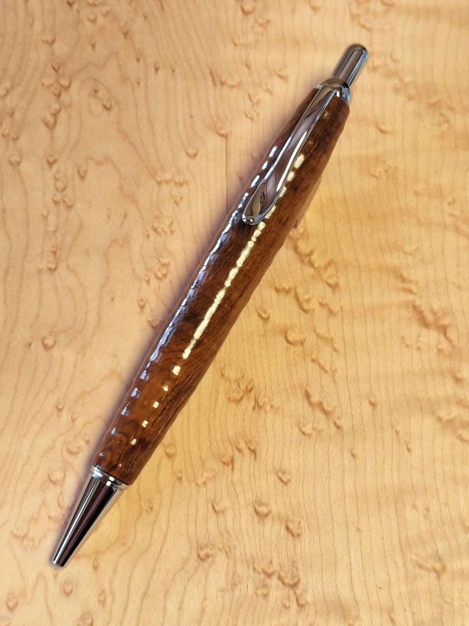 チーク材 ハンドメイド ボールペン（波状加工 / CA塗装）